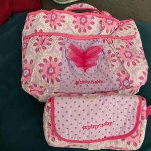 American Girl Bitty Baby Diaper Bag Pink 2pc